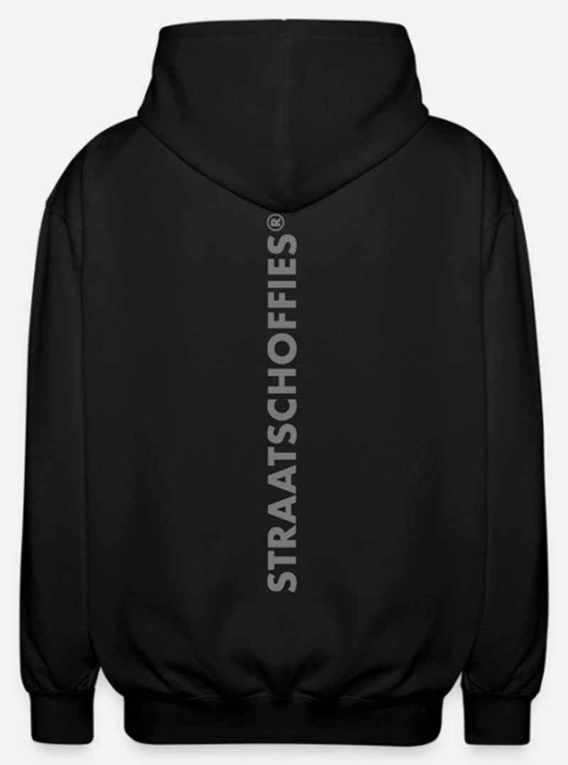 Uniseks zip hoodie Just Hoods Zwart met grijze letters