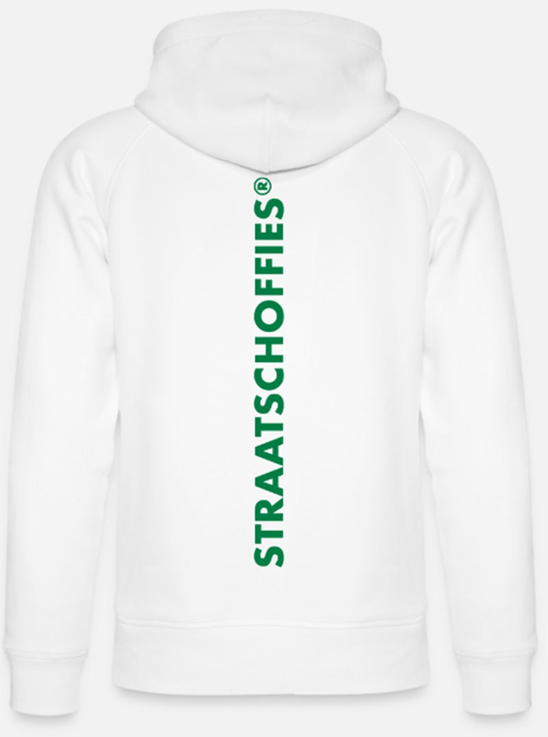 Uniseks bio-hoodie Wit met Groene letters