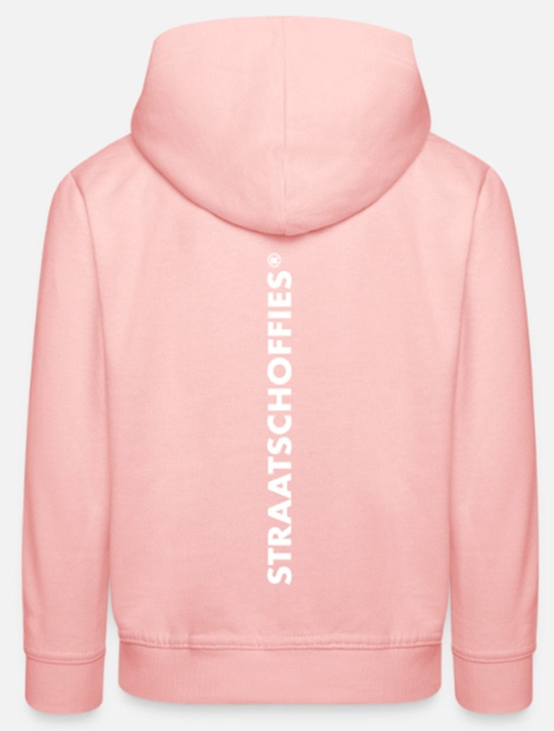 Kinder hoodie roze met witte letters
