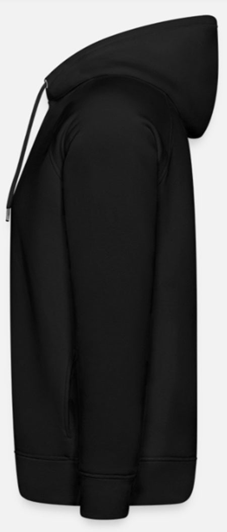 Uniseks bio-hoodie Zwart met Lila letters
