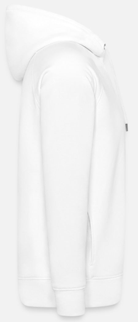 Uniseks bio-hoodie Wit met Blauwe letters