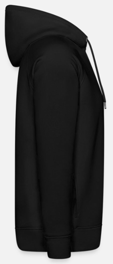 Uniseks bio-hoodie Zwart met Lila letters