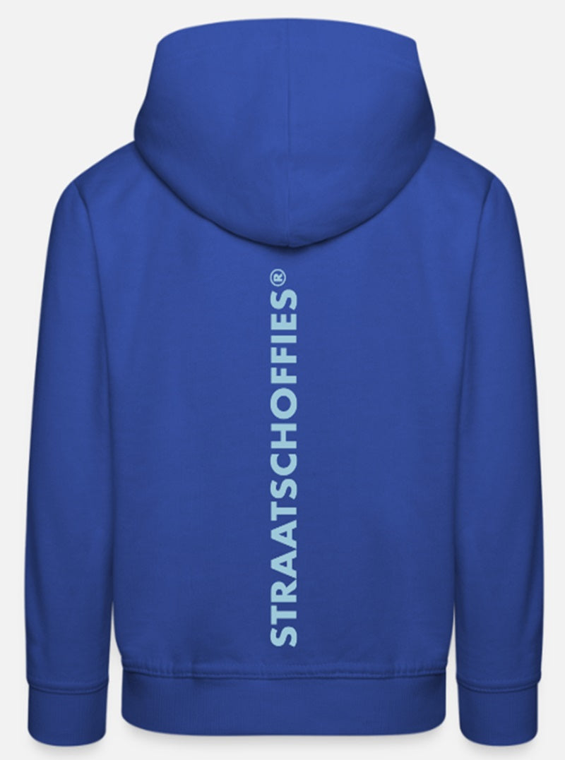 Kinder hoodie blauw met licht blauwe letters