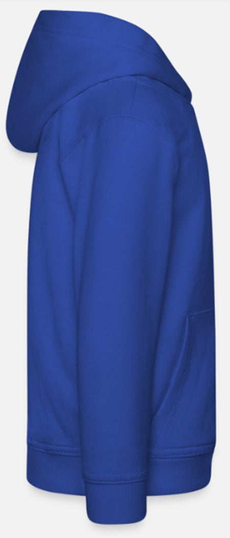 Kinder hoodie blauw met licht blauwe letters